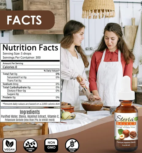Vista 3 de Stevia Drops Hazelnut, Plain Natural, & Root Beer Stevia Select Keto Coffee Sugar-Free Stevia Flavors Bundle (3) Pack