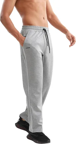 Vista 5 de BROKIG Pantalones deportivos de entrenamiento para hombre con doble bolsillos, parte inferior abierta, holgados, casuales, para descansar