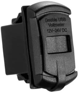 Vista 3 de Cargador de carga rápida de 4.2 A con interruptor basculante USB doble, voltímetro azul para barcos ATV UTV RZR SXS, Turbo, General, Ranger