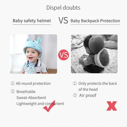 Vista 8 de Bonito casco de seguridad para bebé, antigolpes, cojín para la cabeza anticolisión, suave y transpirable, para niños, protección anticaídas