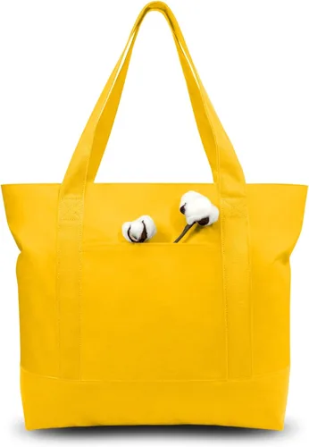 Vista 42 de TOPDesign Paquete de 1 bolsa de lona con bolsillo externo, bolsa de compras reutilizable para comestibles, cierre de cremallera superior, artículos
