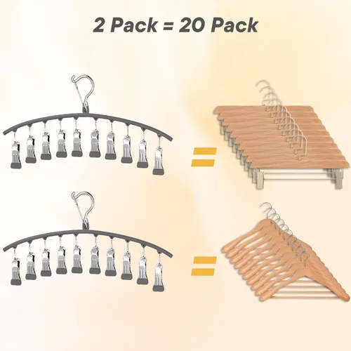 Vista 2 de Organizador de leggings para armario, paquete de 2 ganchos de núcleo de acero ArtHonor con clips con capacidad para 20 leggings, pantalones, jeans
