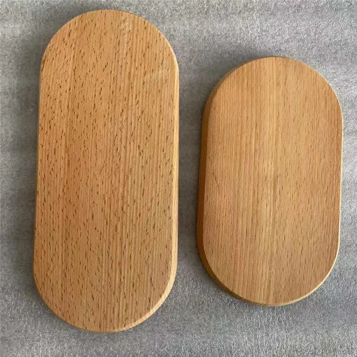 Vista 4 de Juego de 2 mini bandejas para servir joyas y monedas, bandeja ovalada de madera natural para postres, plato pequeño de queso de madera, bandeja