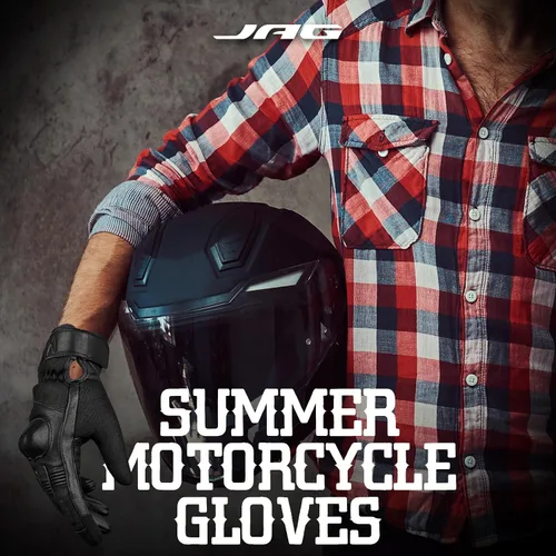 Vista 6 de J.A.G. Guantes de motocicleta – Guantes de motocicleta perforados de cuero premium para hombres con protección de nudillos Guantes de motocicleta