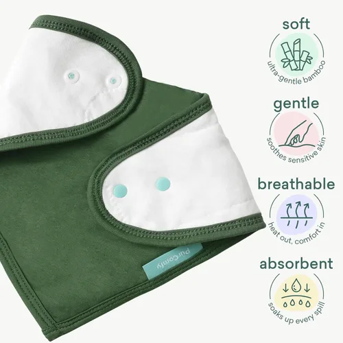Vista 2 de PurComfy Baberos supersuaves, baberos de bambú de primera calidad para bebés niños y niñas, baberos ajustables a presión, paquete de 6