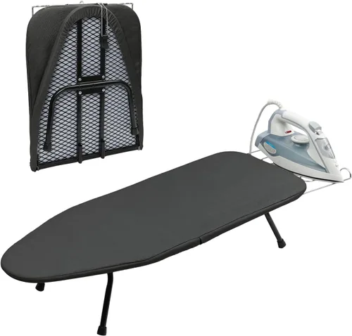 Vista 10 de Mini tabla de planchar de mesa, tabla de planchar compacta y plegable, tubo de acero grueso con cubiertas resistentes al calor, soporte de hierro