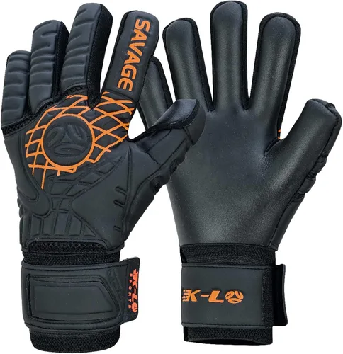 Vista 9 de K-LO - Guantes de portero de fútbol Savage Blackout (unisex, juvenil, niños y adultos) - Protectores de dedos para protección Palma de agarre