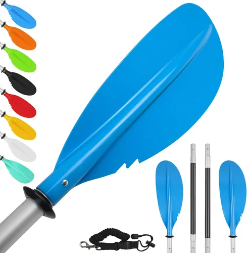 Vista 45 de Remo de kayak, 88 pulgadas, 4 piezas de remos para kayak, flotador de eje de aleación de aluminio resistente, ligero, desmontable, ajustable