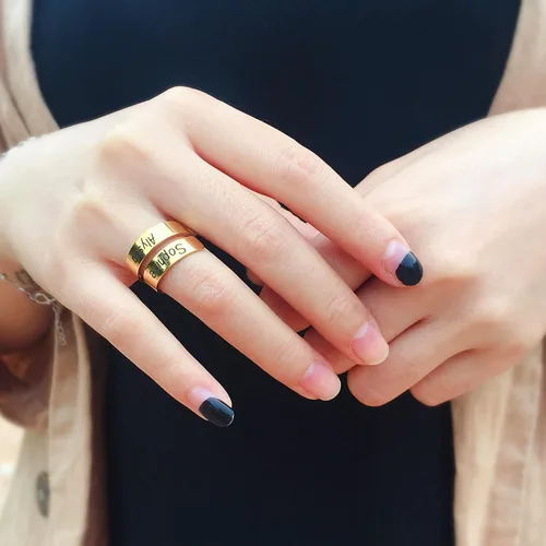 Vista 3 de Anillos de promesa personalizados para ella grabado en espiral, con 2 piedras de nacimiento simuladas, regalo para mujeres y novias.