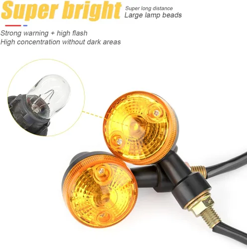 Vista 3 de Luces de señal de giro redondas para motocicleta, 4 bombillas LED de 12 V, lámpara indicadora de dirección intermitente, universal para Honda Shadow