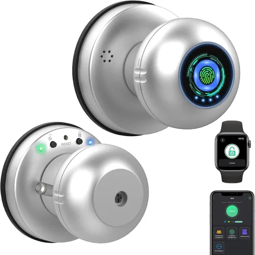 Vista 9 de eLinkSmart Cerradura de puerta de huella dactilar, perilla inteligente de puerta de bola con llave sin llave para puerta de entrada para dormitorio