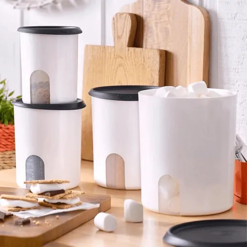 Vista 6 de Tupperware One Touch Reminder Canisters - Juego de 4 recipientes para almacenamiento de alimentos, apto para lavavajillas y sin BPA