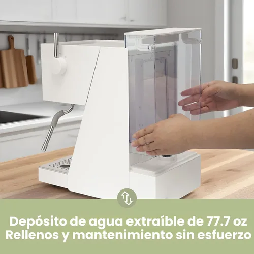 Vista 8 de Gevi - Máquina de café expreso de 20 barras con portafiltro de 2.283 in 3-Blanco