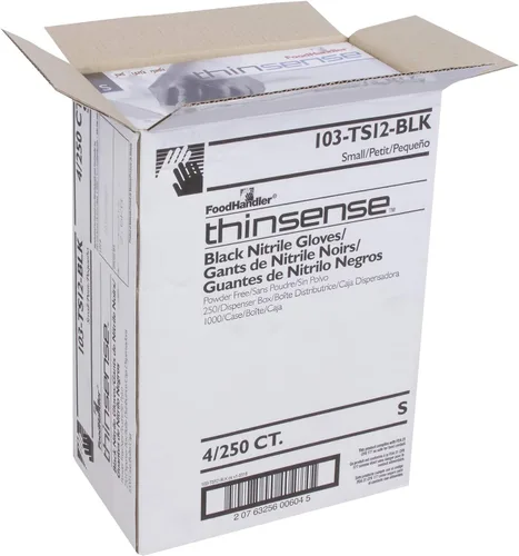Vista 9 de FoodHandler 103-TS12-BLK FoodHandler thinsense nitrilo SM negro (paquete de 1000)
