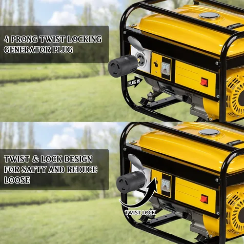 Vista 4 de Kanayu Adaptador para Generador y Soldador Compatible con NEMA L14-30P a L6-30R, Enchufe Macho de 4 Clavijas de 30A a Receptáculo Hembra de Bloqueo