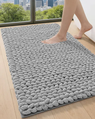 Vista 31 de DEXI Alfombrillas de baño para el baño 16x24, alfombra de baño antideslizante lavable, alfombrilla de baño de chenilla gruesa y suave absorbente