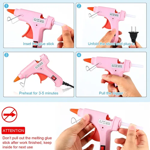 Vista 4 de Zhengmy 6 Piezas Mini Pistolas de Pegamento para Manualidades, Pistolas de Pegamento Caliente Termofusible a Baja Temperatura con Protección contra