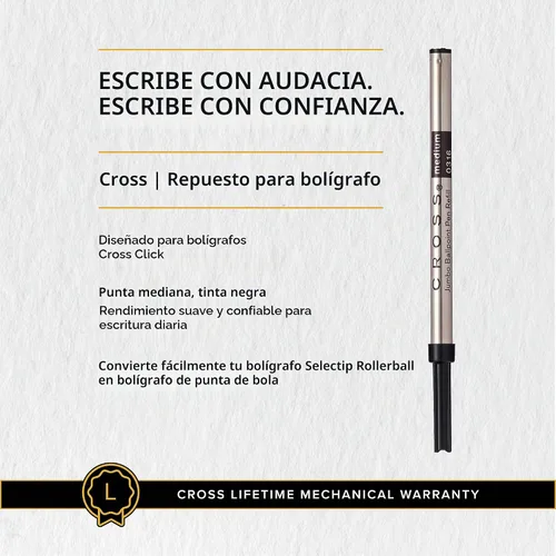 Vista 6 de Cross Selectip Jumbo Ballpoint Pen Refill, Black, Medium Point Negro