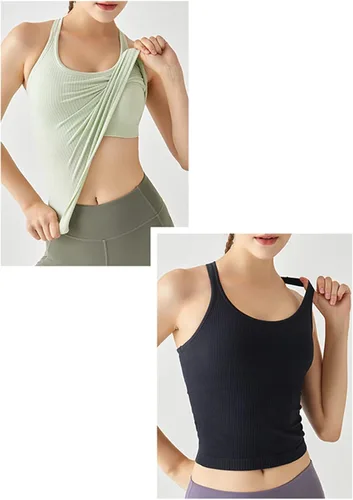 Vista 38 de sphinx cat - Camiseta corta de entrenamiento para mujer, camiseta sin mangas, acanalada, con espalda cruzada y brasier integrado