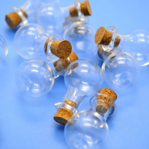 Vista 3 de Botellas de cristal pequeñas de 0.1 fl oz con tapón de corcho. Botella de deseos para bodas, fiestas, bricolaje, etc.