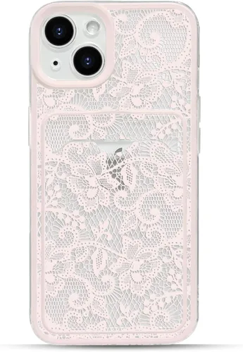 Vista 11 de NITITOP Funda para iPhone 13 transparente linda flor de encaje - flor negra negro (Black Bloom)
