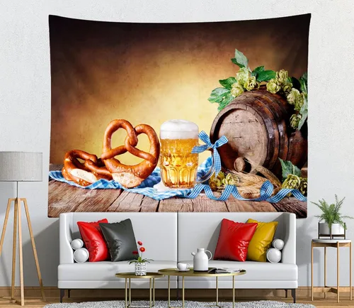 Vista 5 de BELECO Telón de fondo para el Oktoberfest, decoración de fiesta de cerveza bávara, barril de cerveza, temporada de cosecha de otoño, decoración