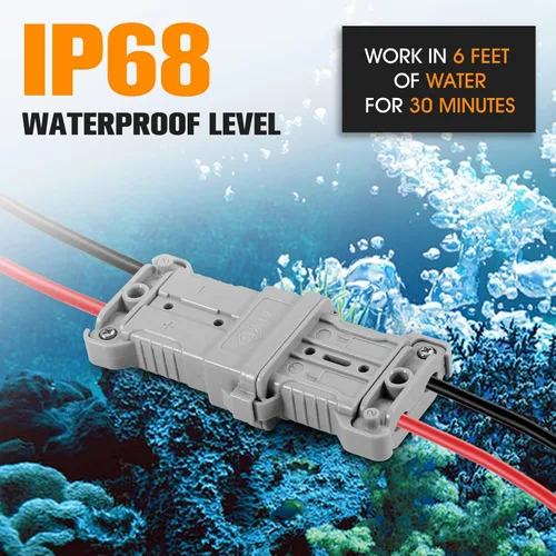 Vista 3 de 4 pares de conectores de batería impermeables Ip68 de conexión/desconexión rápida, 50 amperios calibre 6-8, kit de conector de enchufe de cable