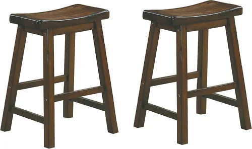 Vista 11 de Lexicon Victoria - Juego de 2 taburetes de altura de mesa de madera maciza, taburetes de cocina para comedor, asientos de silla sin brazos, perfecto