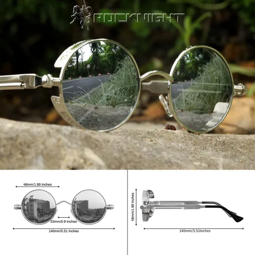 Vista 4 de ROCKNIGHT Gafas de sol Gothic Steampunk redondas polarizadas UV400 con protección unisex