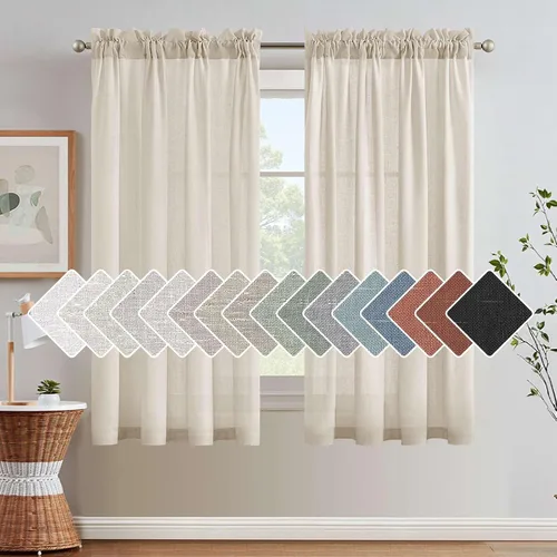 Vista 15 de H.VERSAILTEX Cortinas texturizadas de lino con filtro de luz para sala de estar, tratamiento de ventanas, cortinas naturales y duraderas