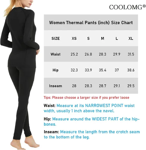 Vista 6 de COOLOMG Women Thermal Leggings Fleece-Lined Winter Warm Leggings Base Layer Pants