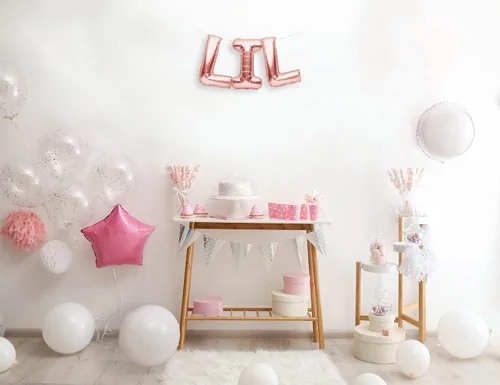 Vista 3 de PartyForever LIL - Cartel de globos de oro rosa para decoración de fiesta de cumpleaños