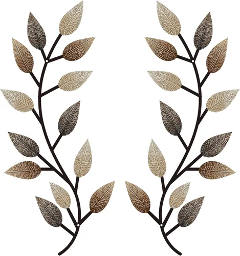 Vista 17 de Zhengmy 2 piezas de metal hoja de árbol decoración de pared de hoja de olivo vid hoja de olivo arte de pared sala de estar, decoración de pared