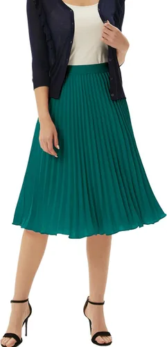 Vista 138 de GRACE KARIN - Falda plisada de gasa para mujer, con cintura alta y elástica, vuelo, corte acampanado y longitud por debajo de la rodilla