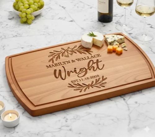 Vista 7 de Tayfus Tabla de cortar personalizada, tabla de madera grabada personalizada, idea de regalo única para bodas, compromisos, despedidas de soltera