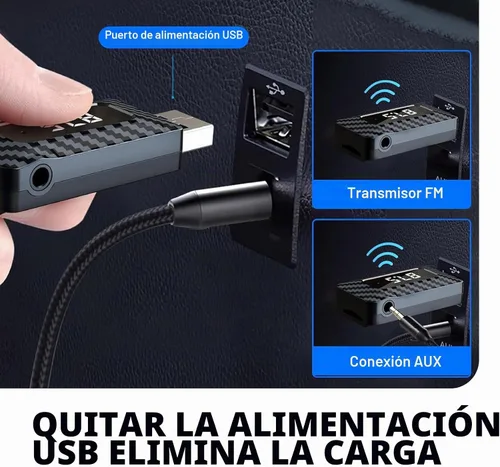 Vista 5 de Receptor Bluetooth USB para automóvil, pantalla LED HD, transmisor FM, adaptador de audio, DC 5V Plug and Play, receptor Bluetooth de frecuencia