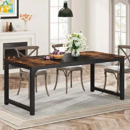 Vista 10 de Tribesigns Mesa de comedor de 63 x 31.5 pulgadas, mesa de cocina industrial para 4-6 personas, mesa de comedor rectangular para comedor, cocina
