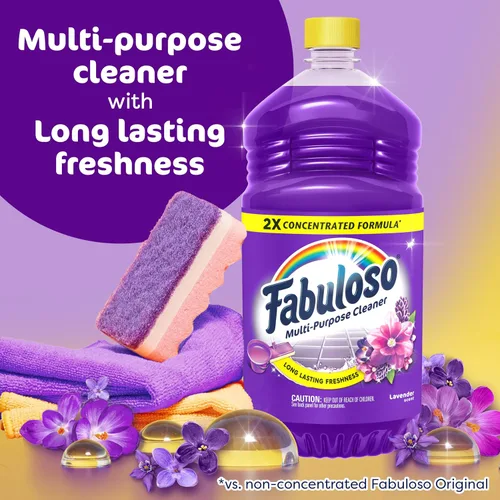 Vista 3 de Fabuloso Limpiador multiusos y limpiador de suelos, concentrado 2 veces, aroma a lavanda, 56 onzas líquidas