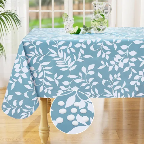 Vista 18 de misaya Mantel rectangular de vinilo impermeable, mantel lavable con reverso de franela, mantel de plástico para cena, picnic, interior y exterior