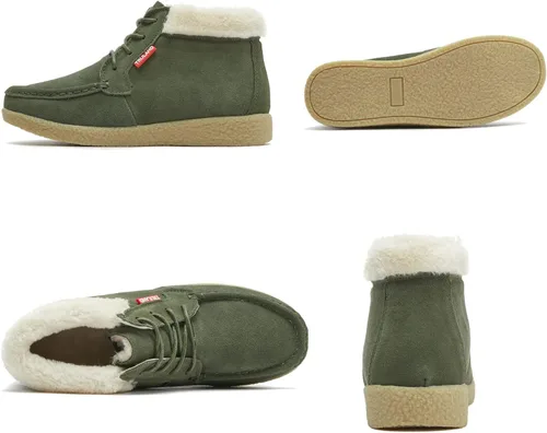 Vista 2 de TRULAND Botas de invierno para mujer Botas de tobillo con forro de piel de gamuza resistentes al agua