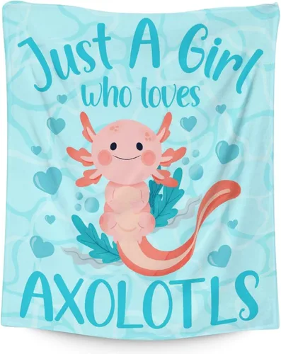 Vista 7 de Axolotl - Manta de regalo de 30 x 40 pulgadas, bonita manta para niñas, mantas suaves y peludas azules para sofá y oficina