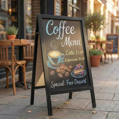 Vista 7 de TEAKMAMA Letrero de pizarra con marco de tiza, 40 x 20 pulgadas, extra grande, de doble cara, tablero de menú, sándwich resistente, para Negro