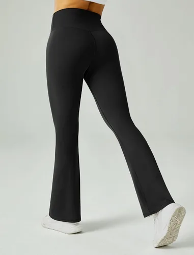 Vista 3 de FireSwan Pantalones de yoga acampanados para mujer, cintura en V, leggings acampanados, cintura alta, corte de bota, pantalones de entrenamiento