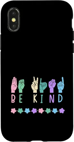 Vista 5 de Sign Language Be Kind Kindness ASL Pastel Pink Purple Blue Case for iPhone 16