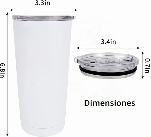 Vista 2 de Vaso de acero inoxidable en blanco de sublimación de 20 oz