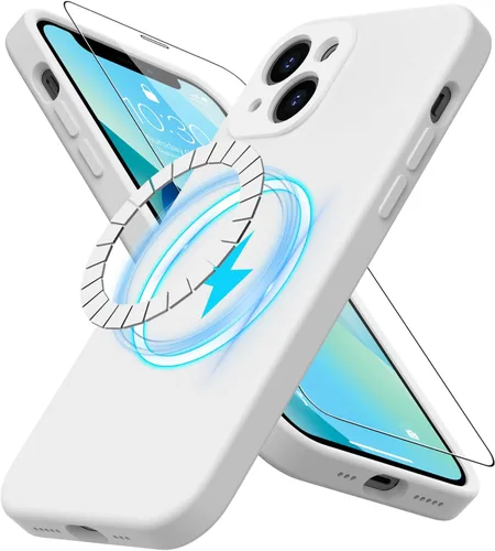 Vista 40 de DEENAKIN Funda magnética de silicona para iPhone 12 Pro con protector de pantalla, compatible con MagSafe, protección de cámara, funda protectora