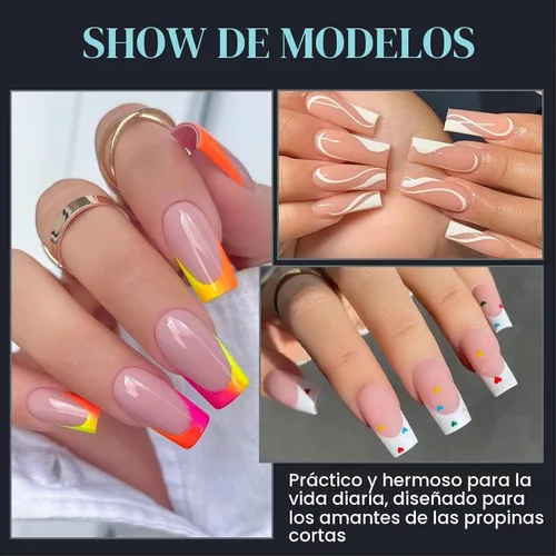 Vista 2 de Gelike EC Kit de puntas de uñas de gel suave de cobertura completa para extensiones de uñas, 552 piezas de puntas de gel cuadradas medianas