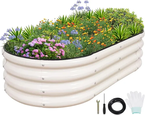 Vista 16 de 1MORE Cama de jardín elevada galvanizada: jardineras para exteriores, camas elevadas para jardinería, kit de cama de jardín de metal de 4 x 2 x 1