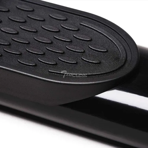 Vista 7 de Estribos de riel Nerf de 4 pulgadas con extremo doblado ovalado, color negro, compatible con Ford F150 SuperCrew 15-22 / 17-22 F250 F350 F450 F550