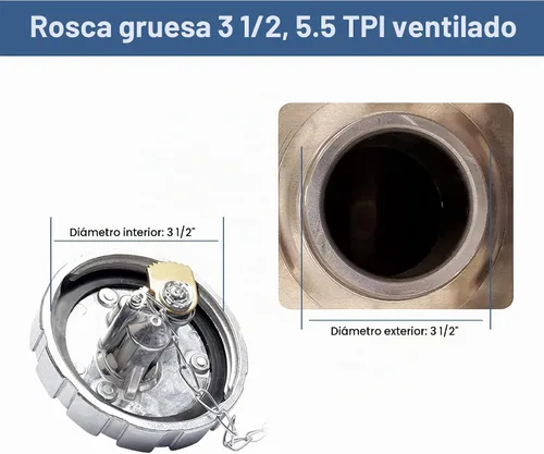 Vista 7 de Tapa de combustible de bloqueo (1 unidad), Compatible con Kenworth Peterbilt Freightliner Western Star, rosca de 3 1/2 pulgadas, ventilada de 5.5